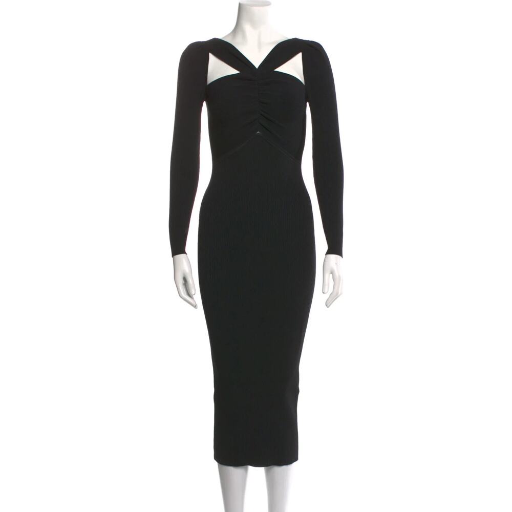 Self Portrait Black Knit Midi Length Dress - Picture 3 of 5